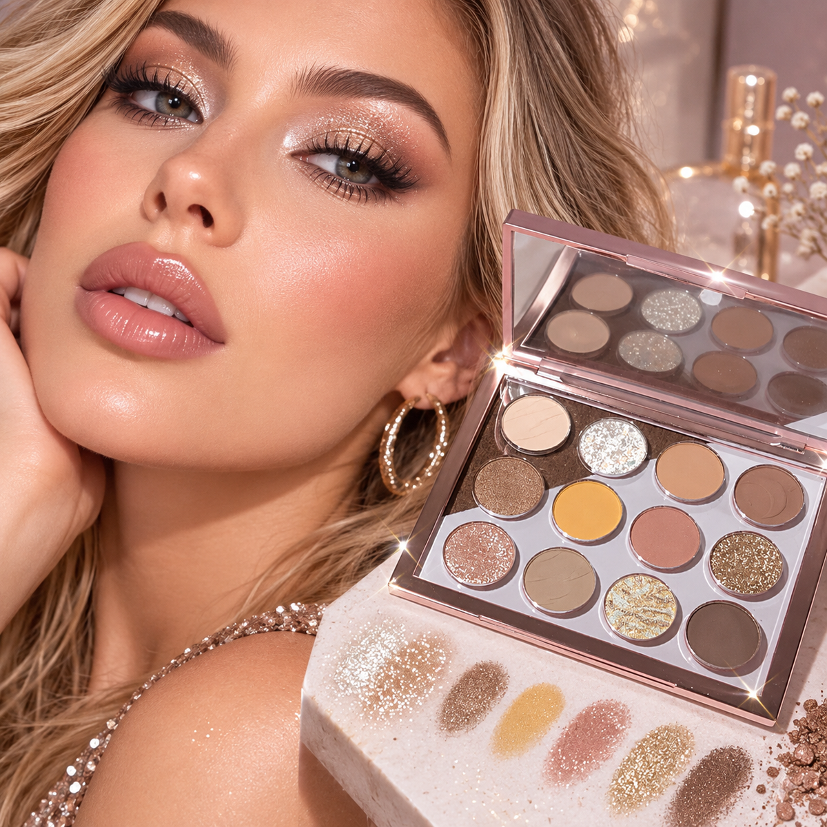 Twelve Rose Amber Eye Shadow Plate Makeup